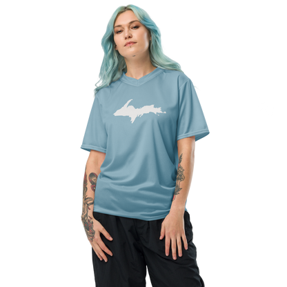 Michigan Upper Peninsula Soccer Jersey (w/ UP Outline) | Unisex - Opal Blue