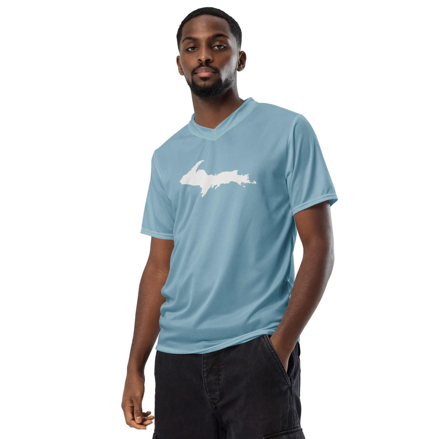 Michigan Upper Peninsula Soccer Jersey (w/ UP Outline) | Unisex - Opal Blue