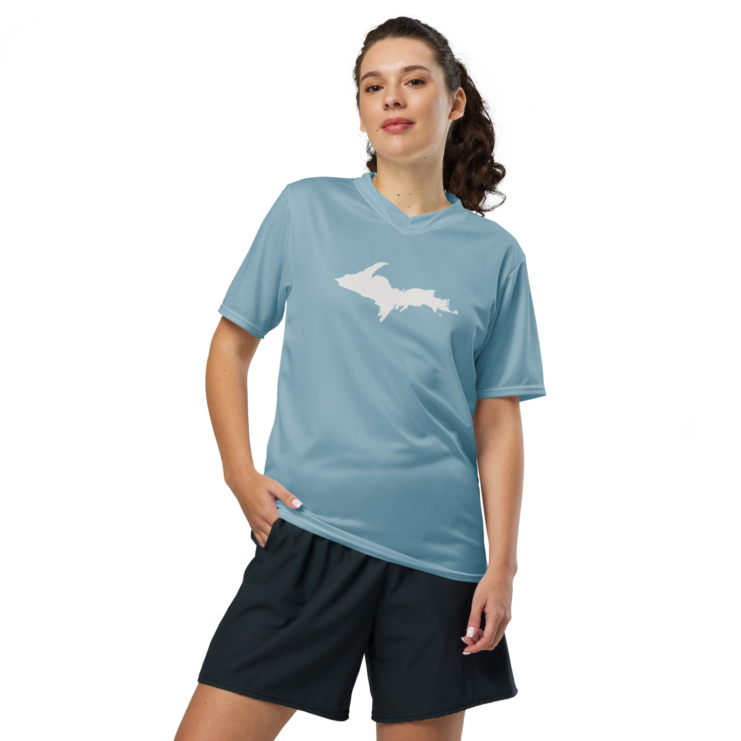 Michigan Upper Peninsula Soccer Jersey (w/ UP Outline) | Unisex - Opal Blue