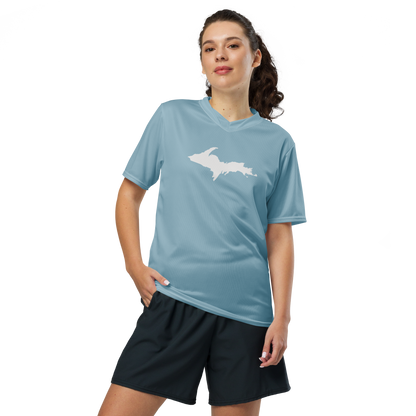 Michigan Upper Peninsula Soccer Jersey (w/ UP Outline) | Unisex - Opal Blue