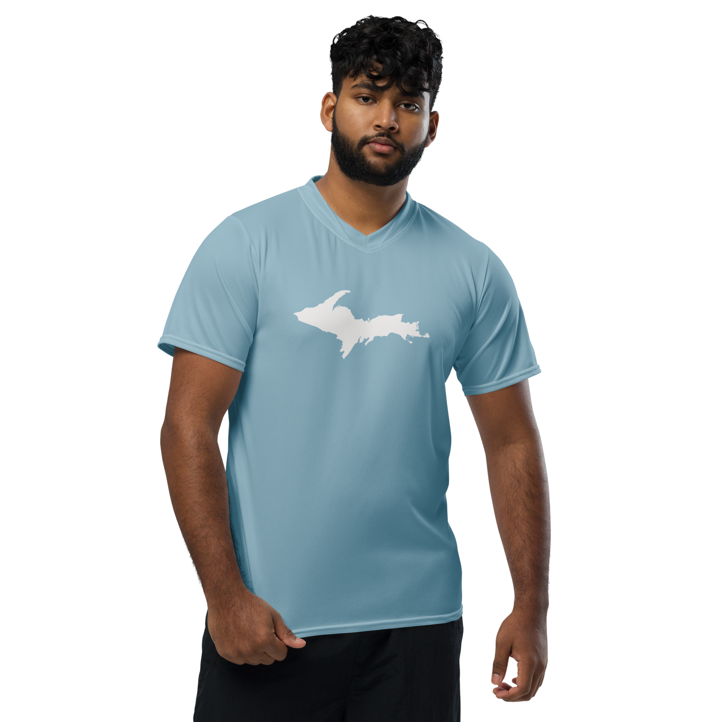 Michigan Upper Peninsula Soccer Jersey (w/ UP Outline) | Unisex - Opal Blue