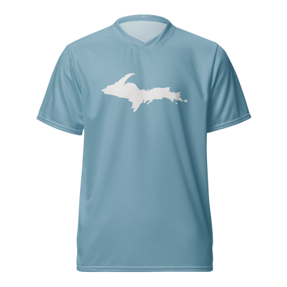 Michigan Upper Peninsula Soccer Jersey (w/ UP Outline) | Unisex - Opal Blue