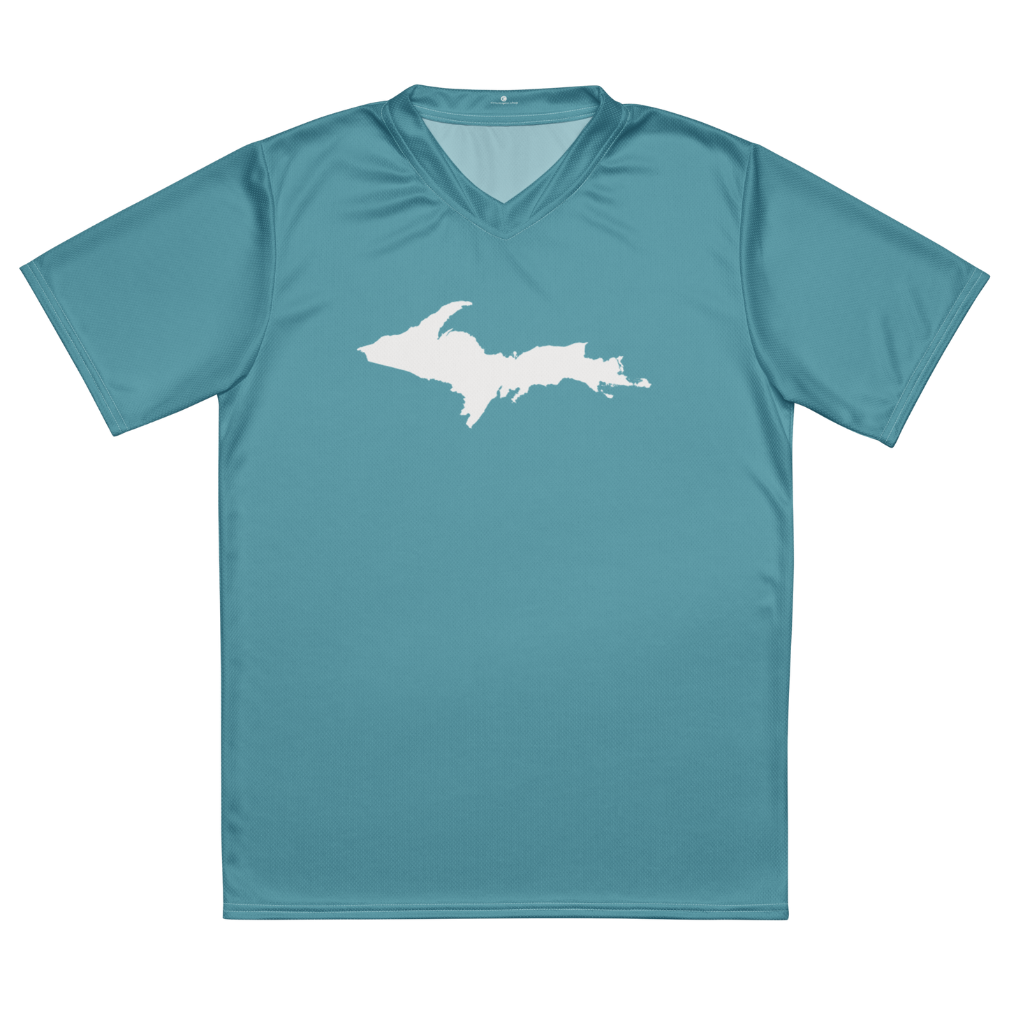 Michigan Upper Peninsula Soccer Jersey (w/ UP Outline) | Unisex - Lake Huron Blue