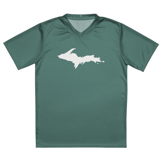 Michigan Upper Peninsula Soccer Jersey (w/ UP Outline) | Unisex - Copper Green