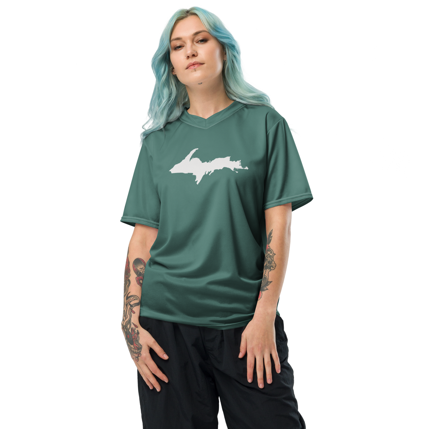 Michigan Upper Peninsula Soccer Jersey (w/ UP Outline) | Unisex - Copper Green