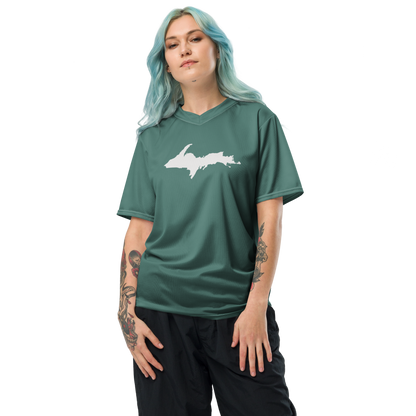 Michigan Upper Peninsula Soccer Jersey (w/ UP Outline) | Unisex - Copper Green