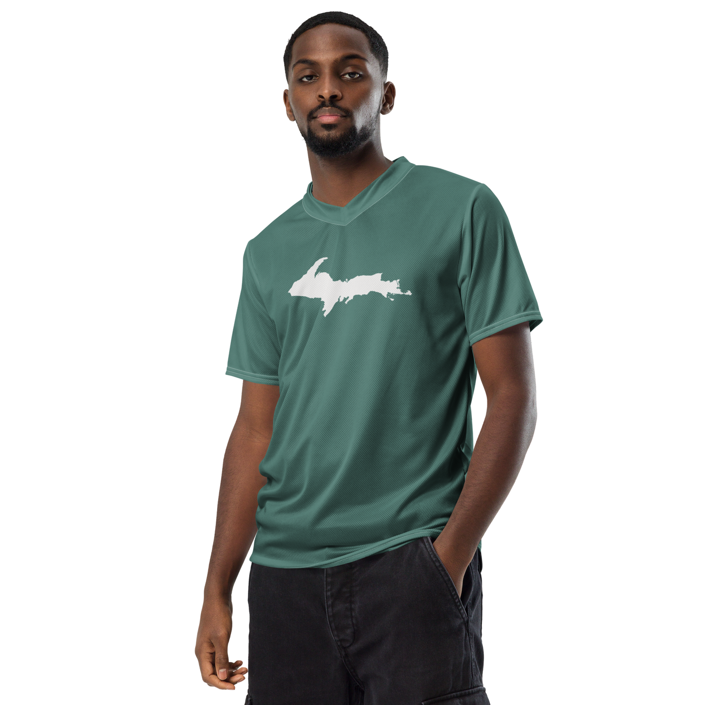 Michigan Upper Peninsula Soccer Jersey (w/ UP Outline) | Unisex - Copper Green