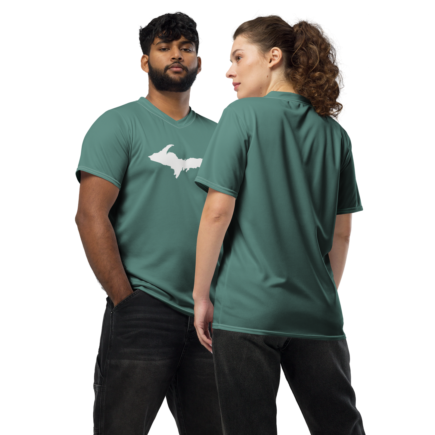 Michigan Upper Peninsula Soccer Jersey (w/ UP Outline) | Unisex - Copper Green