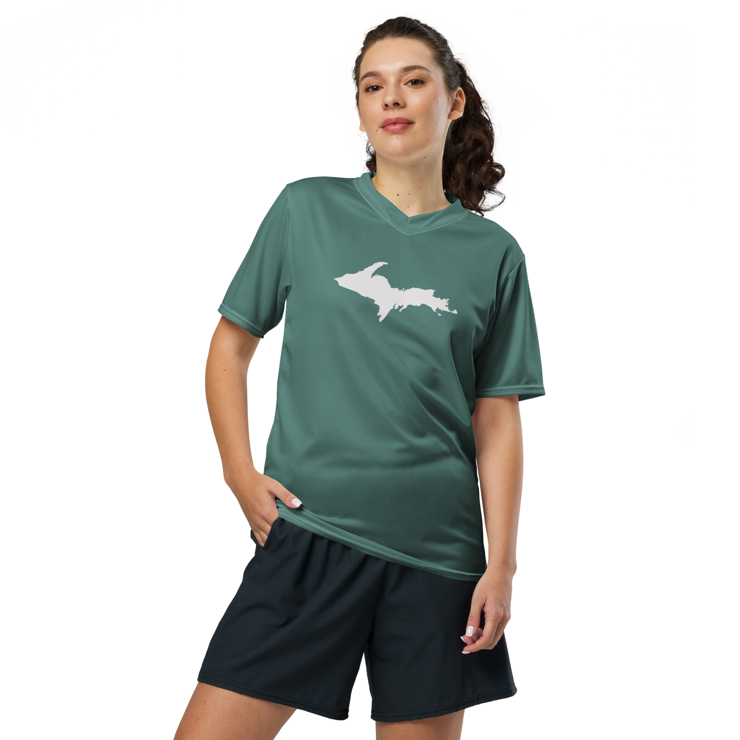 Michigan Upper Peninsula Soccer Jersey (w/ UP Outline) | Unisex - Copper Green