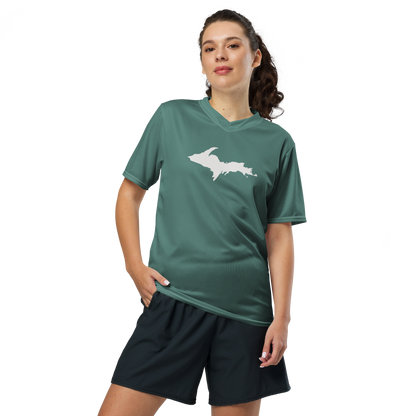 Michigan Upper Peninsula Soccer Jersey (w/ UP Outline) | Unisex - Copper Green