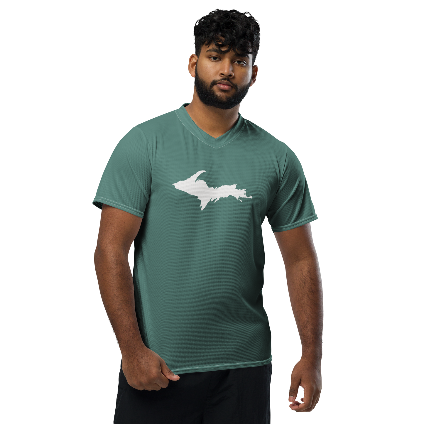 Michigan Upper Peninsula Soccer Jersey (w/ UP Outline) | Unisex - Copper Green