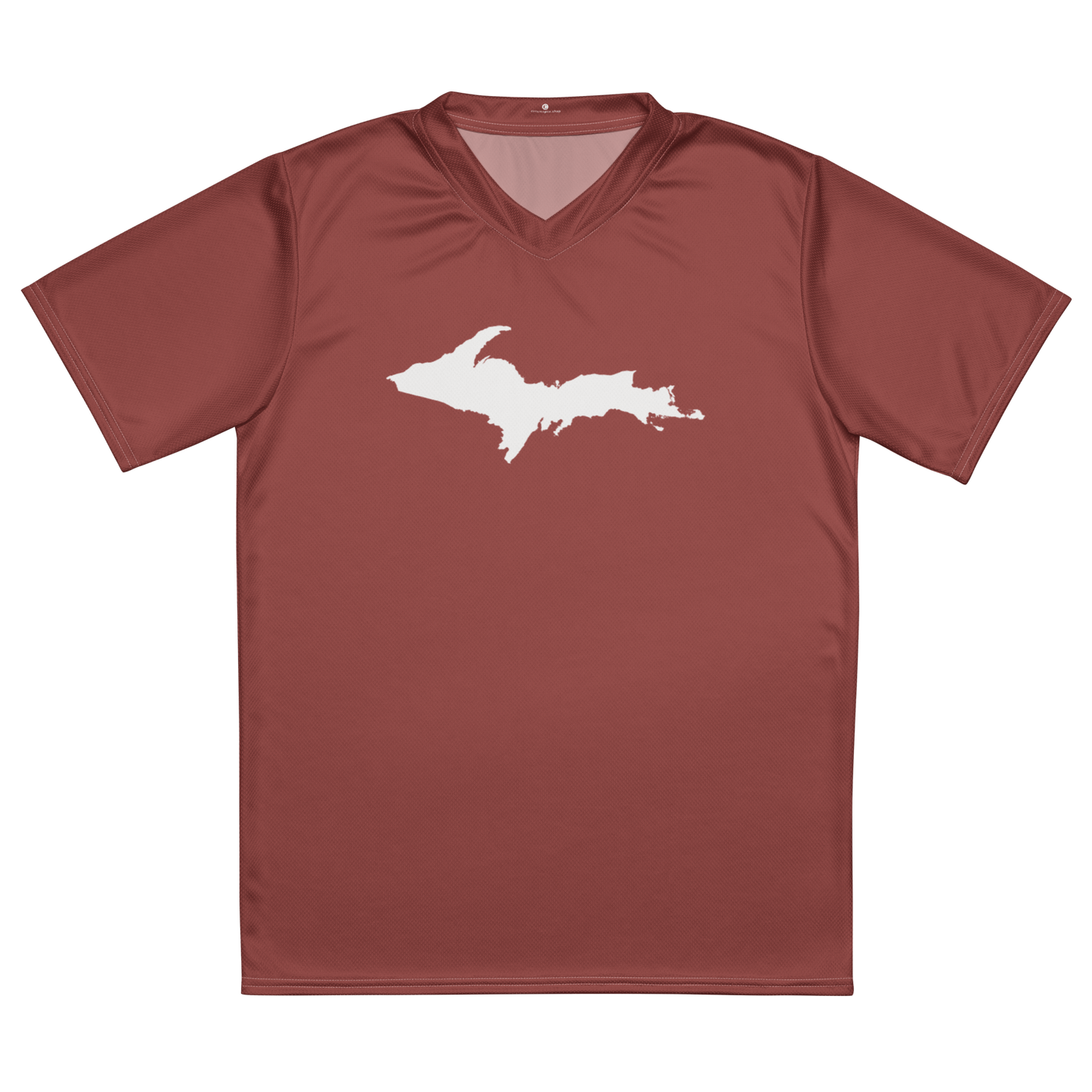 Michigan Upper Peninsula Soccer Jersey (w/ UP Outline) | Unisex - Ore Dock Red