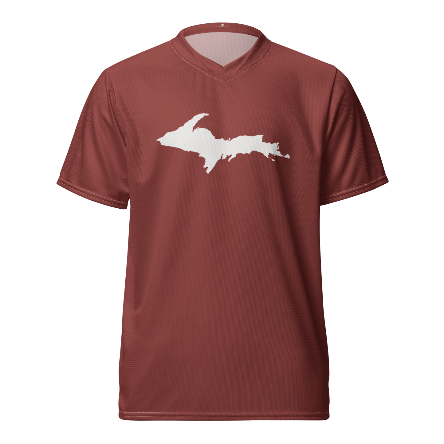 Michigan Upper Peninsula Soccer Jersey (w/ UP Outline) | Unisex - Ore Dock Red