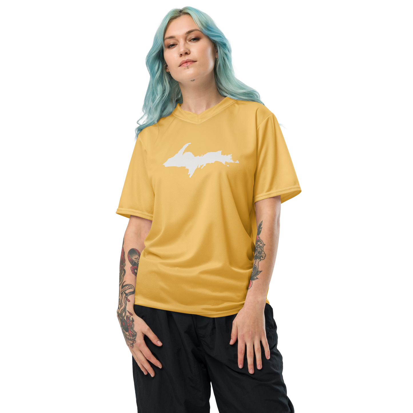 Michigan Upper Peninsula Soccer Jersey (w/ UP Outline) | Unisex - Citrine