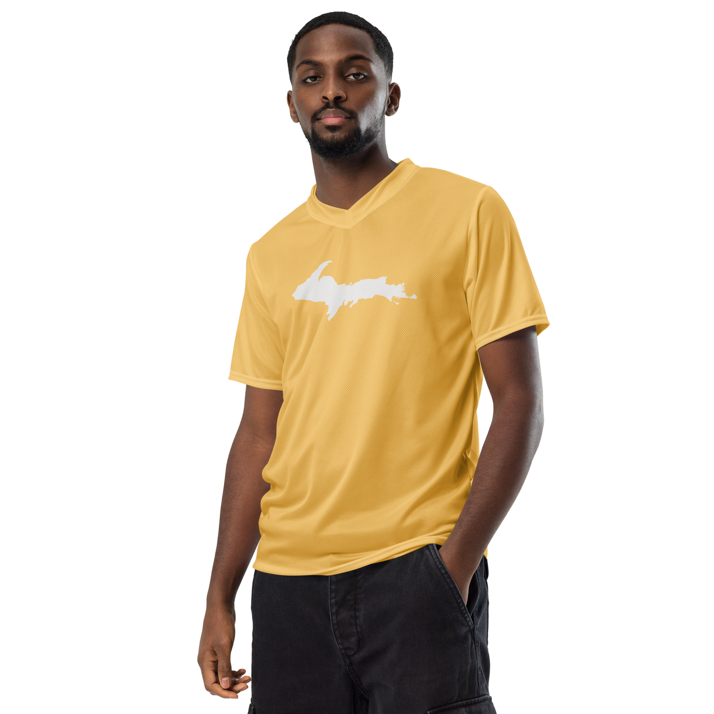 Michigan Upper Peninsula Soccer Jersey (w/ UP Outline) | Unisex - Citrine