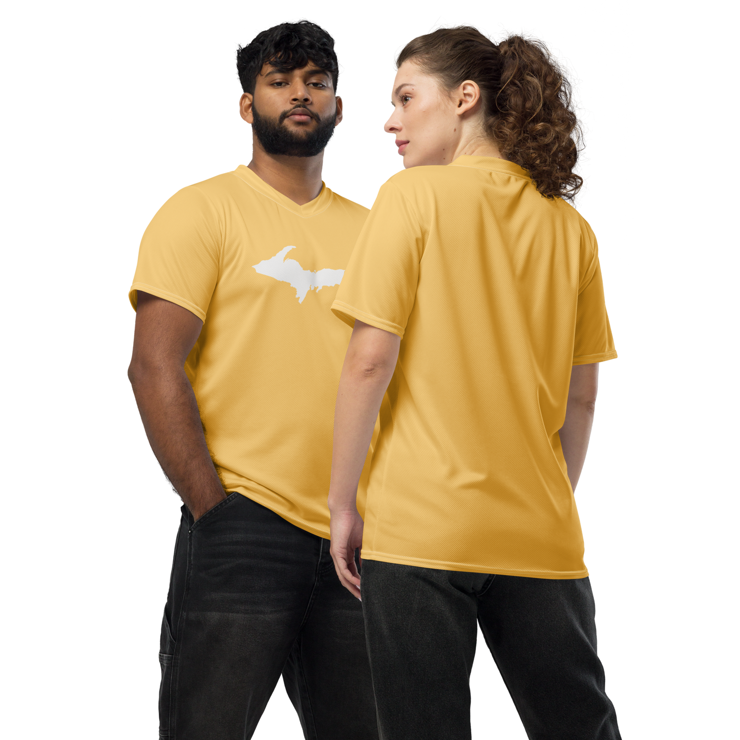 Michigan Upper Peninsula Soccer Jersey (w/ UP Outline) | Unisex - Citrine