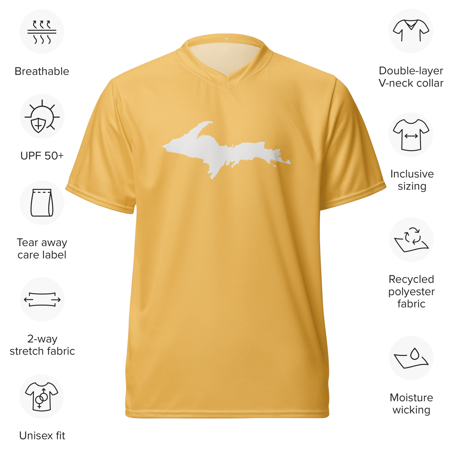 Michigan Upper Peninsula Soccer Jersey (w/ UP Outline) | Unisex - Citrine