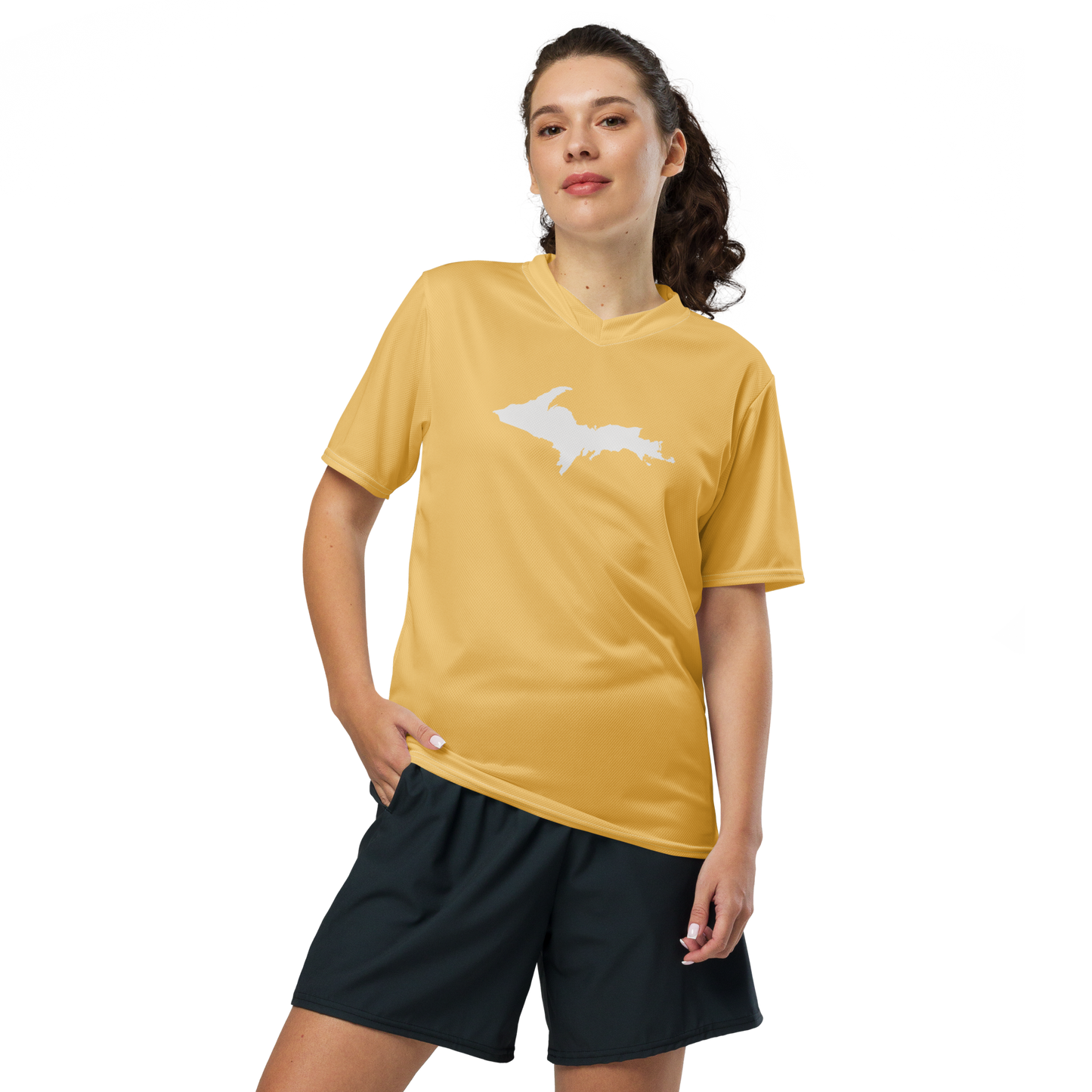 Michigan Upper Peninsula Soccer Jersey (w/ UP Outline) | Unisex - Citrine