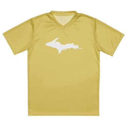 Michigan Upper Peninsula Soccer Jersey (w/ UP Outline) | Unisex - Plum Yellow