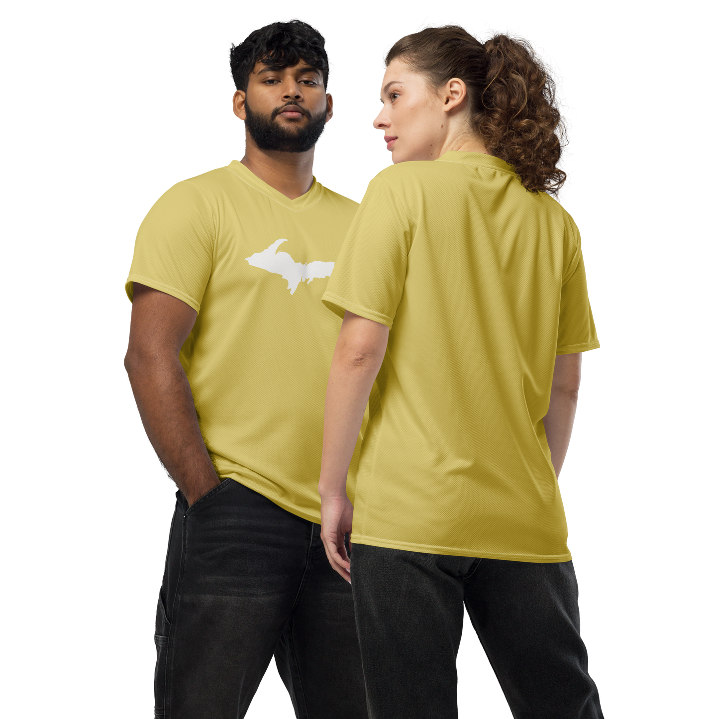 Michigan Upper Peninsula Soccer Jersey (w/ UP Outline) | Unisex - Plum Yellow