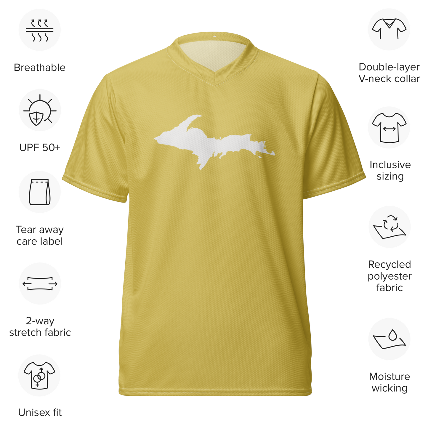 Michigan Upper Peninsula Soccer Jersey (w/ UP Outline) | Unisex - Plum Yellow