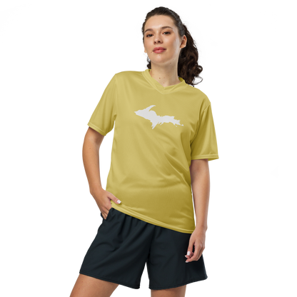 Michigan Upper Peninsula Soccer Jersey (w/ UP Outline) | Unisex - Plum Yellow