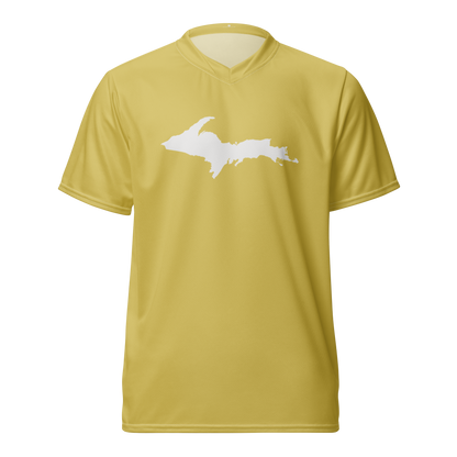 Michigan Upper Peninsula Soccer Jersey (w/ UP Outline) | Unisex - Plum Yellow