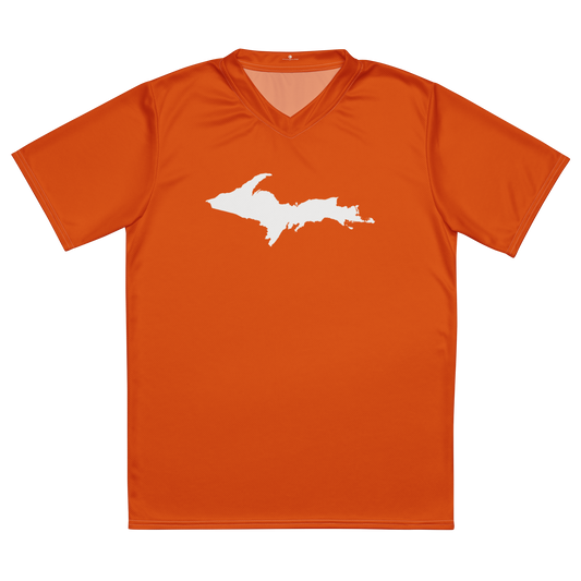 Michigan Upper Peninsula Soccer Jersey (w/ UP Outline) | Unisex - Maple Leaf Orange