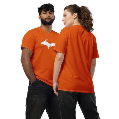 Michigan Upper Peninsula Soccer Jersey (w/ UP Outline) | Unisex - Maple Leaf Orange