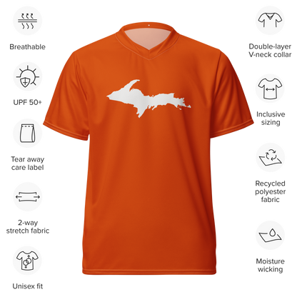 Michigan Upper Peninsula Soccer Jersey (w/ UP Outline) | Unisex - Maple Leaf Orange