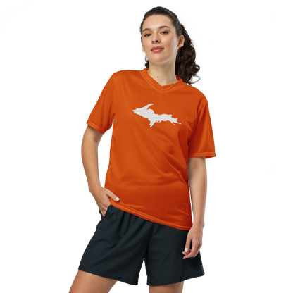 Michigan Upper Peninsula Soccer Jersey (w/ UP Outline) | Unisex - Maple Leaf Orange