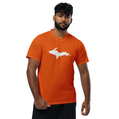 Michigan Upper Peninsula Soccer Jersey (w/ UP Outline) | Unisex - Maple Leaf Orange