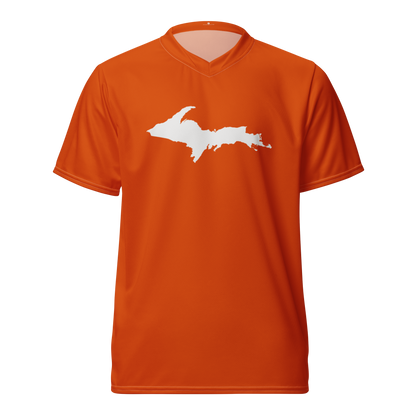 Michigan Upper Peninsula Soccer Jersey (w/ UP Outline) | Unisex - Maple Leaf Orange