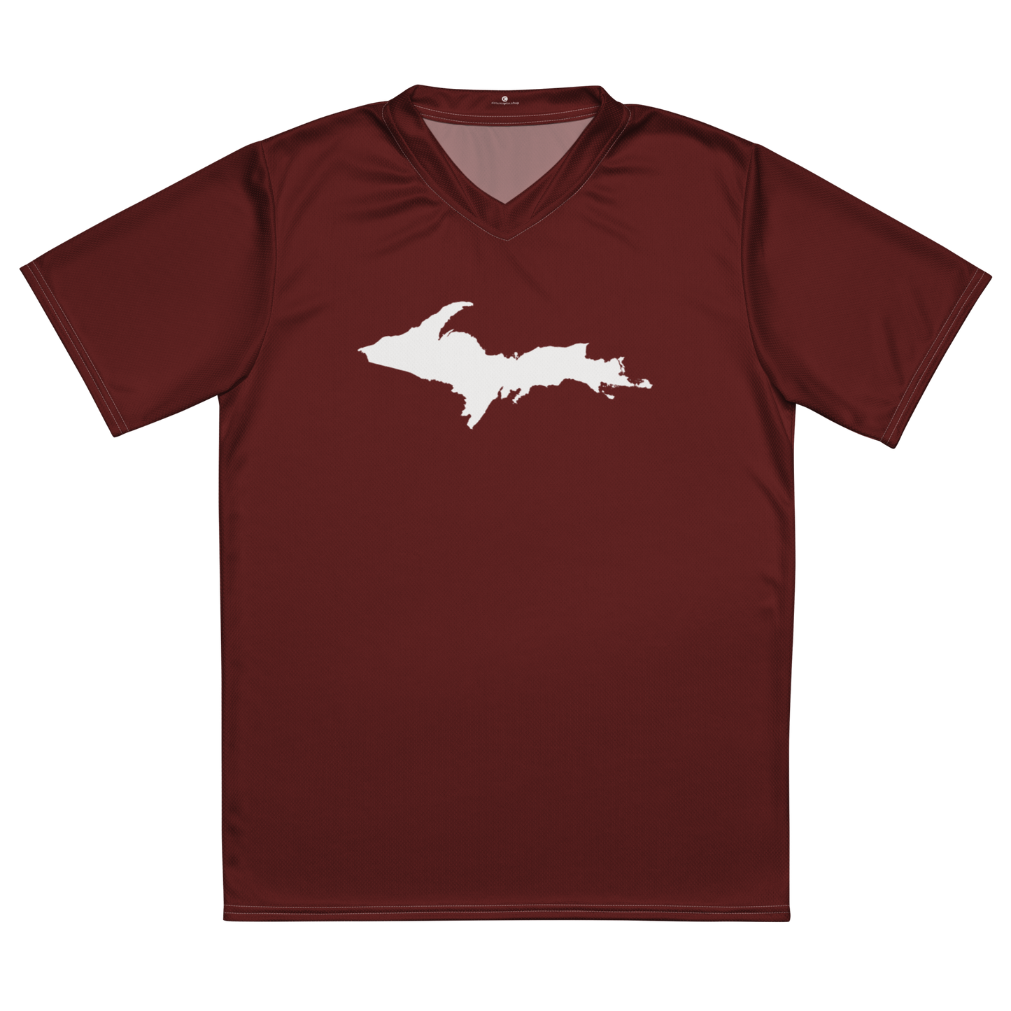 Michigan Upper Peninsula Soccer Jersey (w/ UP Outline) | Unisex - Cherrywood Color