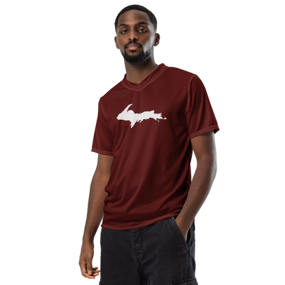 Michigan Upper Peninsula Soccer Jersey (w/ UP Outline) | Unisex - Cherrywood Color