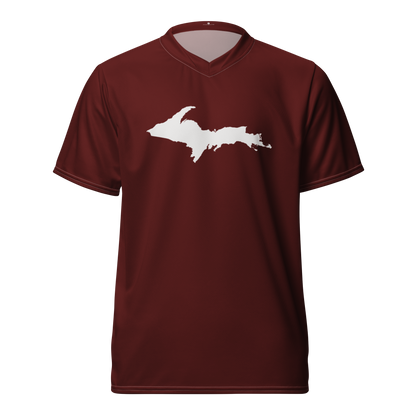 Michigan Upper Peninsula Soccer Jersey (w/ UP Outline) | Unisex - Cherrywood Color