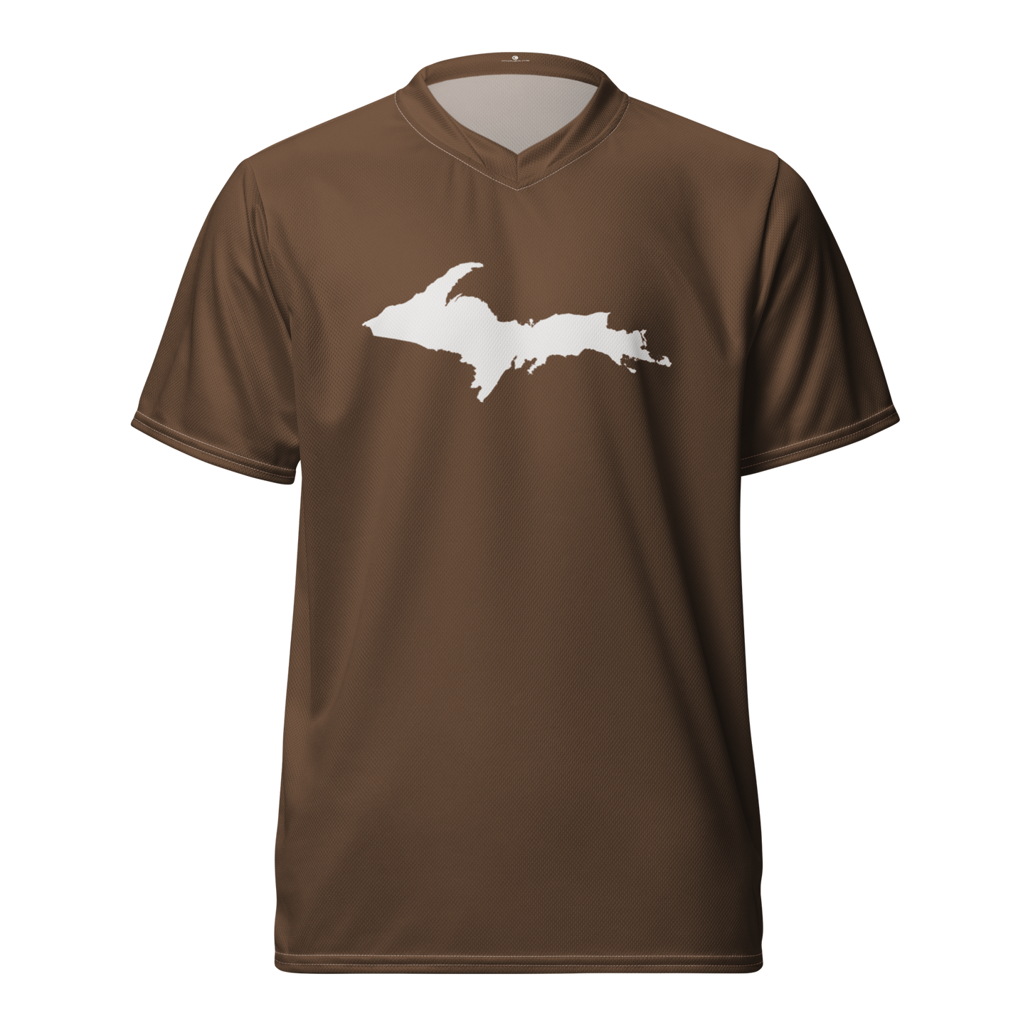 Michigan Upper Peninsula Soccer Jersey (w/ UP Outline) | Unisex - Coffee Color