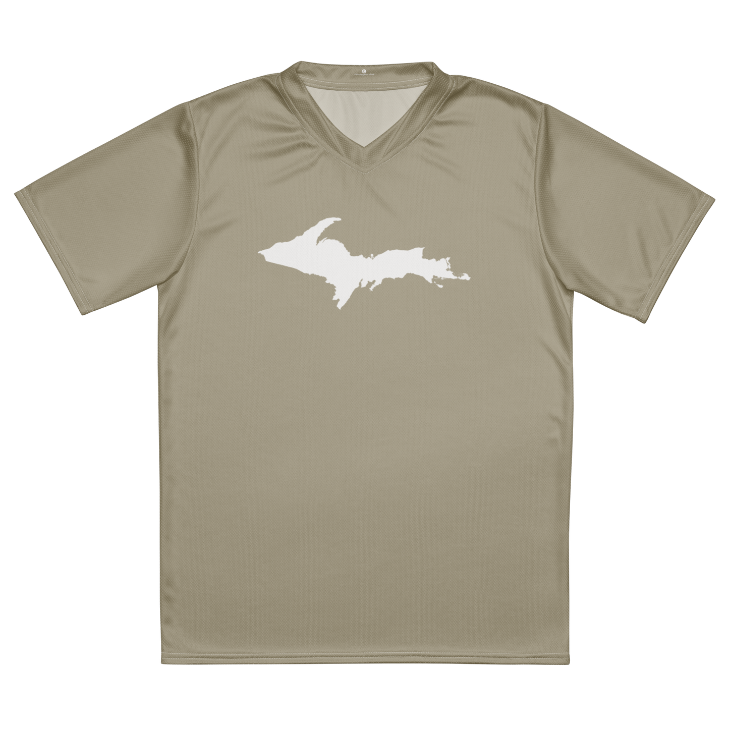 Michigan Upper Peninsula Soccer Jersey (w/ UP Outline) | Unisex - Petoskey Stone Beige