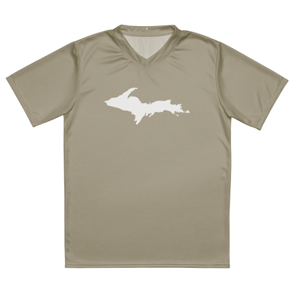 Michigan Upper Peninsula Soccer Jersey (w/ UP Outline) | Unisex - Petoskey Stone Beige