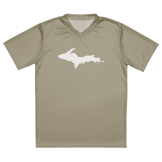 Michigan Upper Peninsula Soccer Jersey (w/ UP Outline) | Unisex - Petoskey Stone Beige