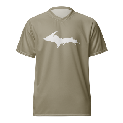 Michigan Upper Peninsula Soccer Jersey (w/ UP Outline) | Unisex - Petoskey Stone Beige