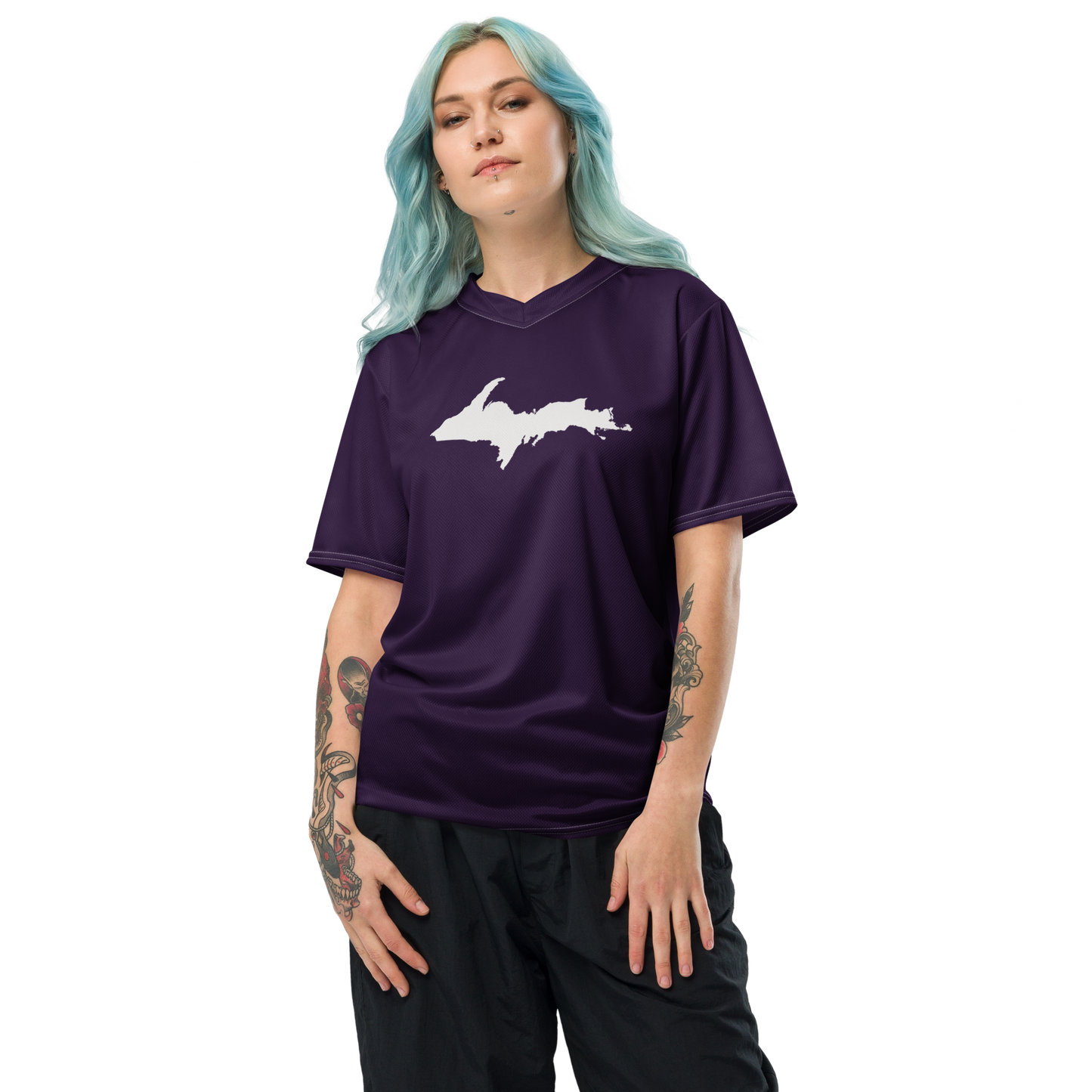 Michigan Upper Peninsula Soccer Jersey (w/ UP Outline) | Unisex - Blackcurrant