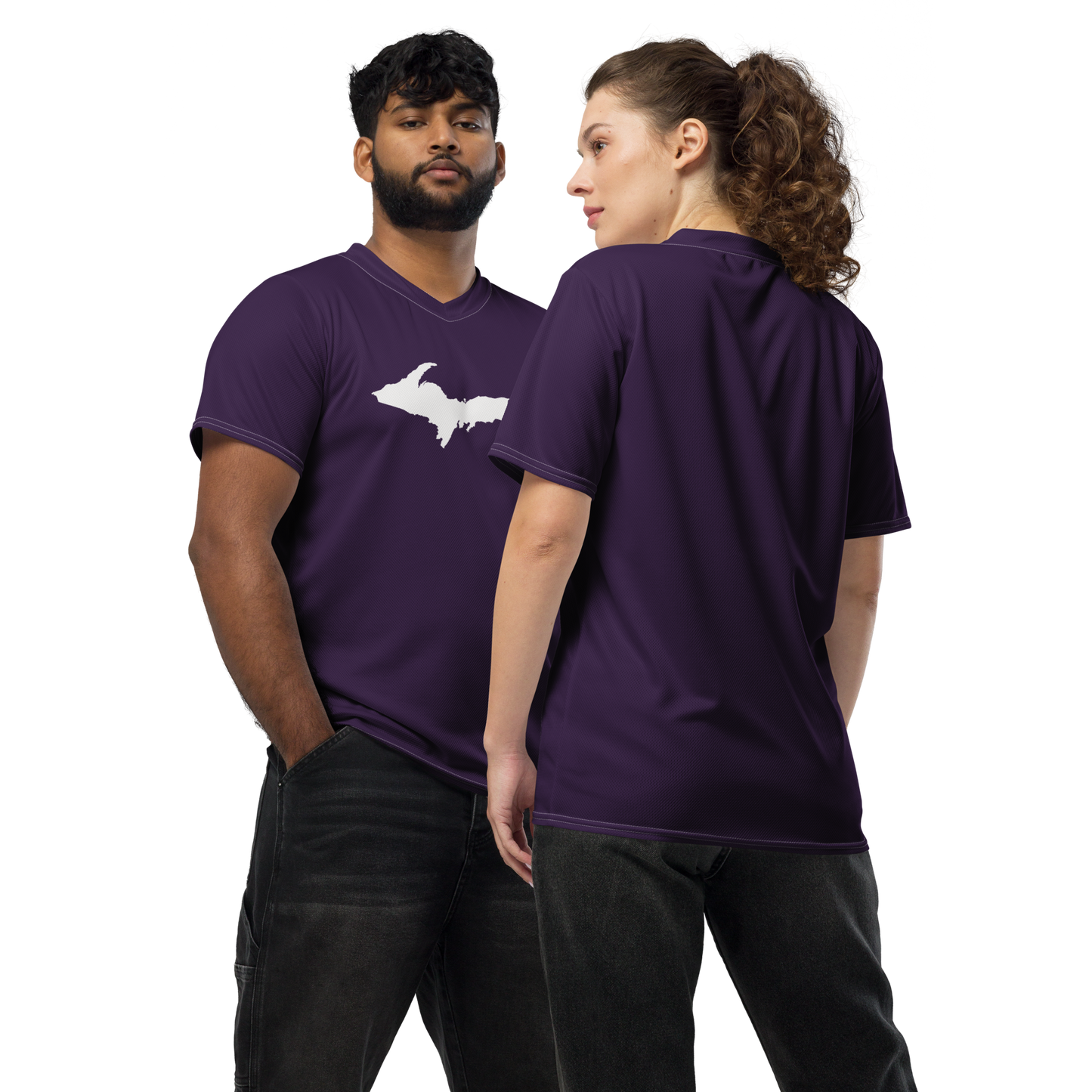 Michigan Upper Peninsula Soccer Jersey (w/ UP Outline) | Unisex - Blackcurrant