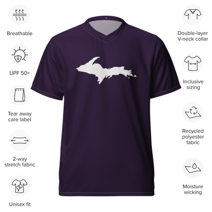 Michigan Upper Peninsula Soccer Jersey (w/ UP Outline) | Unisex - Blackcurrant