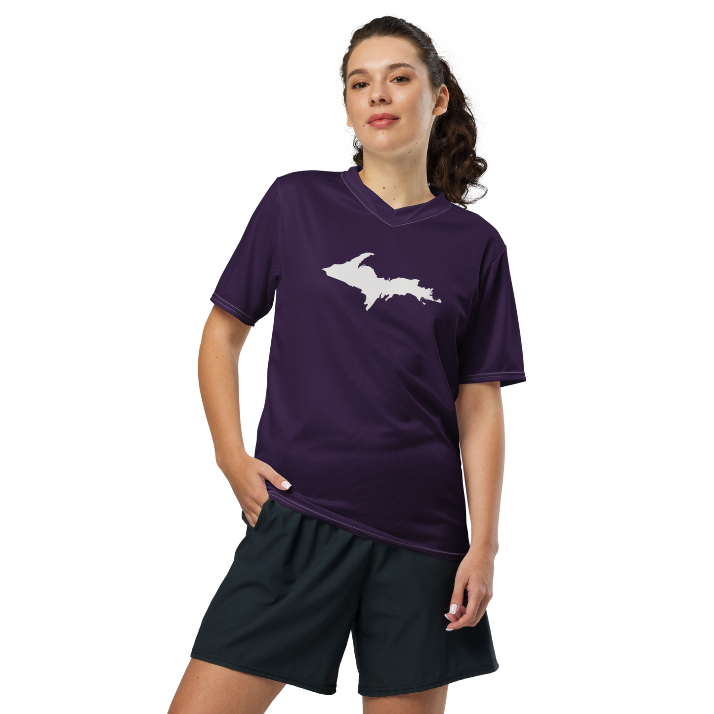 Michigan Upper Peninsula Soccer Jersey (w/ UP Outline) | Unisex - Blackcurrant