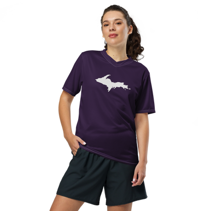 Michigan Upper Peninsula Soccer Jersey (w/ UP Outline) | Unisex - Blackcurrant