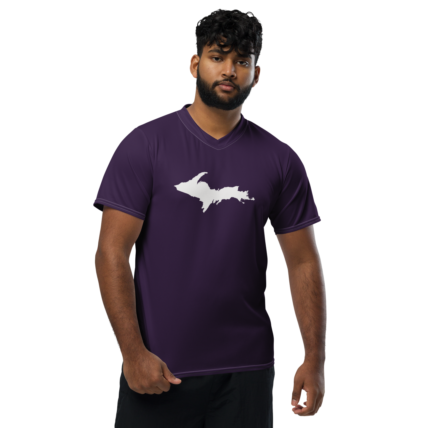 Michigan Upper Peninsula Soccer Jersey (w/ UP Outline) | Unisex - Blackcurrant