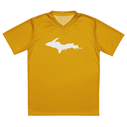 Michigan Upper Peninsula Soccer Jersey (w/ UP Outline) | Unisex - Gold