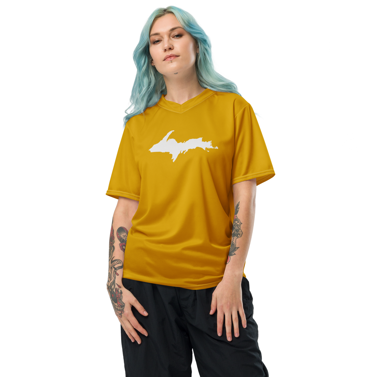 Michigan Upper Peninsula Soccer Jersey (w/ UP Outline) | Unisex - Gold