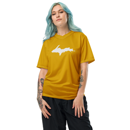 Michigan Upper Peninsula Soccer Jersey (w/ UP Outline) | Unisex - Gold